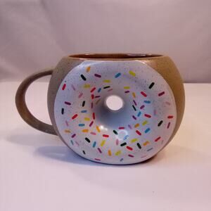 Donut Sharped Coffee Mug With Sprinkles Ceramic Mug